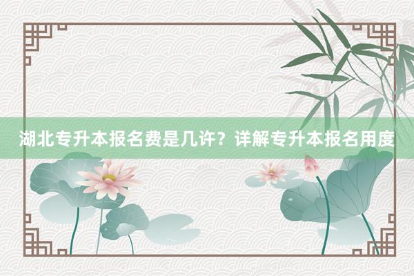 湖北专升本报名费是几许？详解专升本报名用度