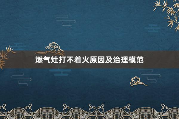 燃气灶打不着火原因及治理模范